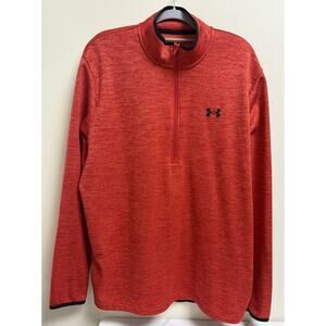 Under Armour Men's 1/4 Zip Pullover Red Heather Long Sleeve Loose Fit Size Large